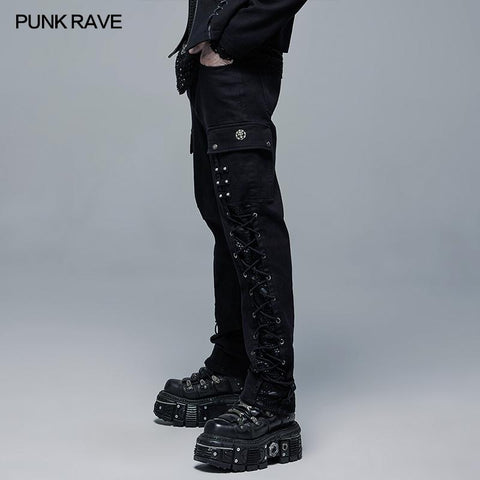 Gothic lange Hose aus elastischem Webstoff