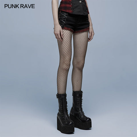 Elastische Punk-Shorts in Rot und Schwarz