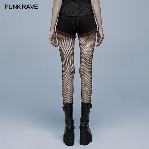 Elastische Punk-Shorts in Rot und Schwarz