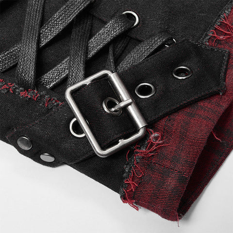 Elastische Punk-Shorts in Rot und Schwarz