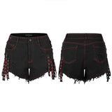 Zerrissene Gothic-Jeans in Kontrastfarbe
