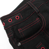 Zerrissene Gothic-Jeans in Kontrastfarbe