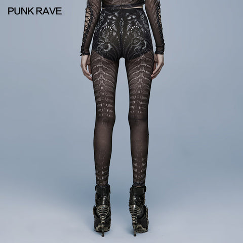 Goth Skinny Leggings mit Skelettdruck