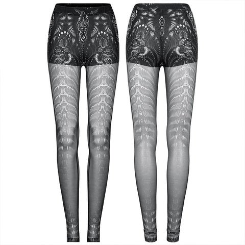 Goth Skinny Leggings mit Skelettdruck
