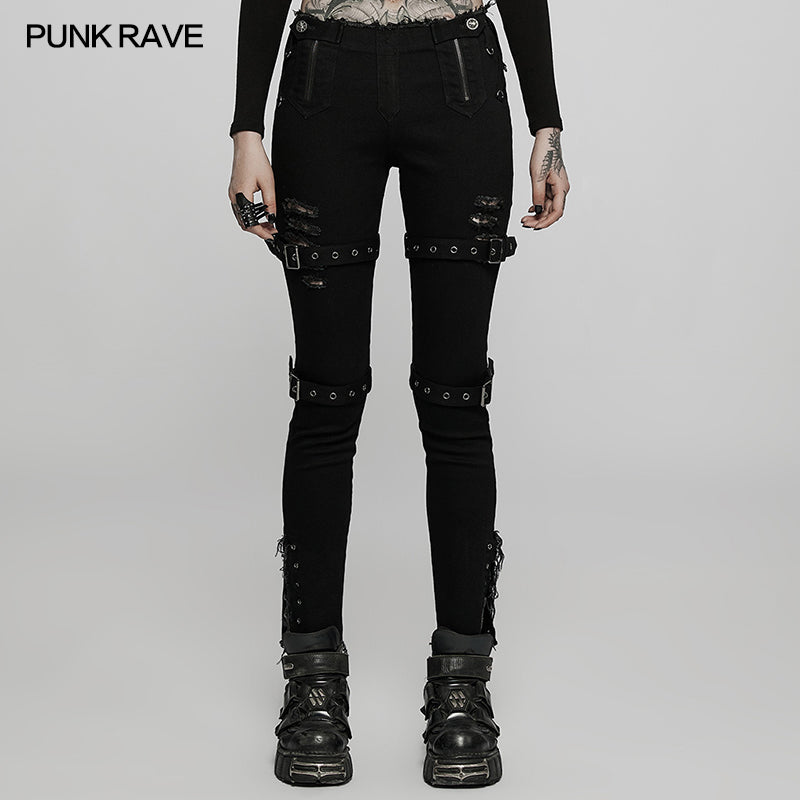 Punk-schöne, eng anliegende Hose mit niedriger Taille– Punkravestore.de