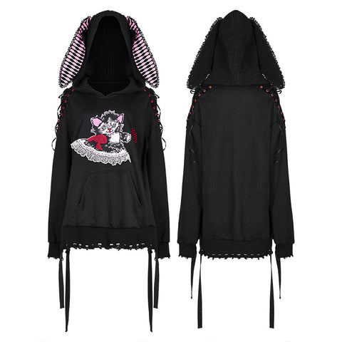 Süße, lockere Hoodies mit langen Ohren