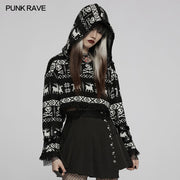 Süßer kurzer Pullover mit Totenkopf-Kapuze