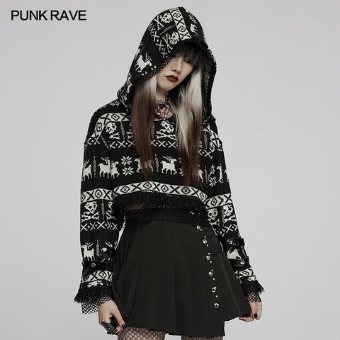 Süßer kurzer Pullover mit Totenkopf-Kapuze