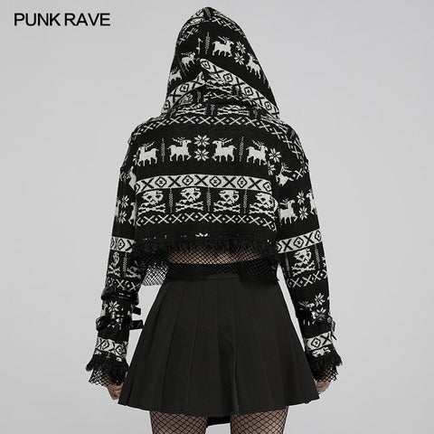 Süßer kurzer Pullover mit Totenkopf-Kapuze