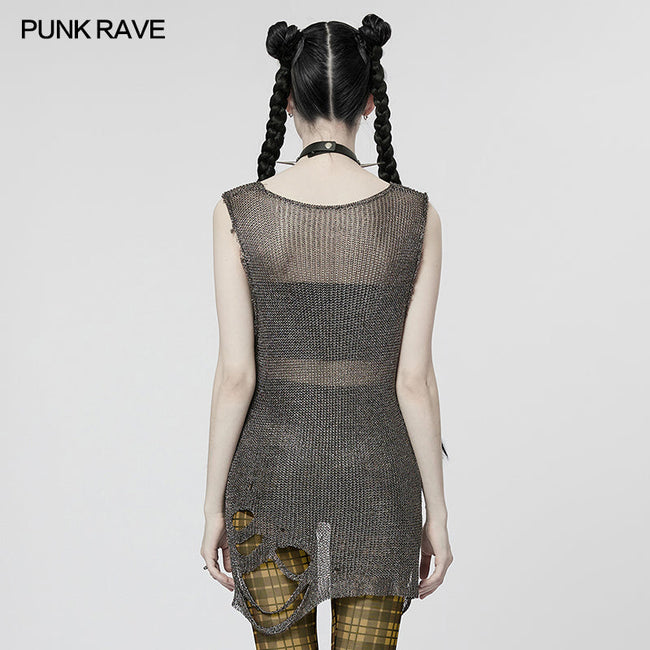 Punk-Imitat-Pullover mit geripptem Draht