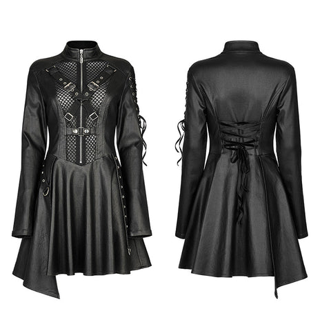Kunstleder sexy langärmliges Kleid