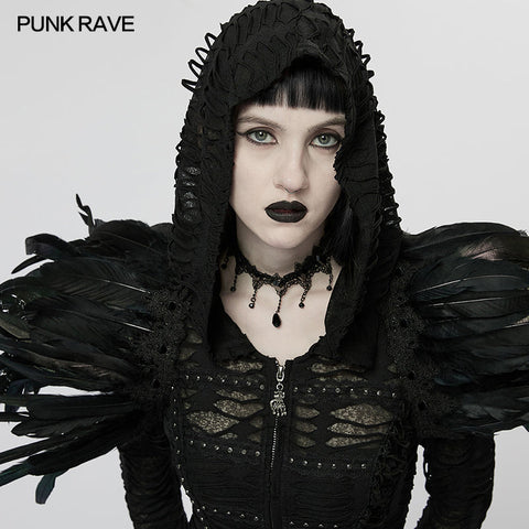 Gothic Feder-Accessoire für die Schulter