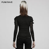 Punk-Strick-T-Shirt mit Stehkragen