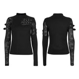 Punk-Strick-T-Shirt mit Stehkragen