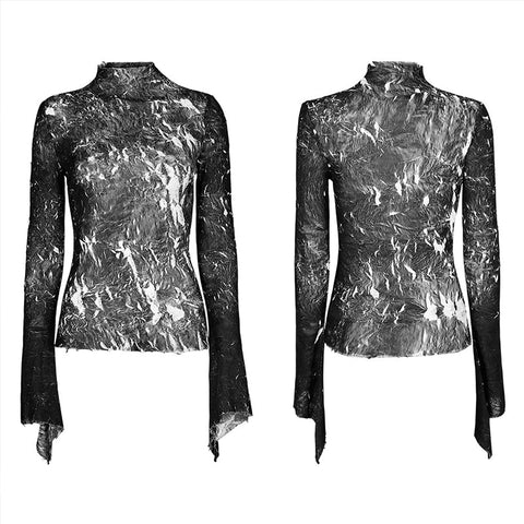 Gothic einfaches gespleißtes Spitzen-T-Shirt