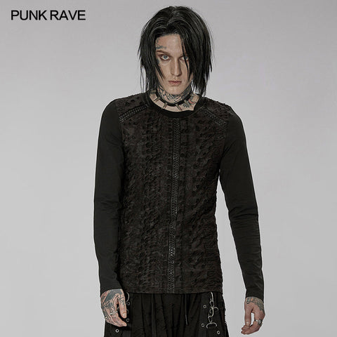 Goth-Strick-Langarm-T-Shirt mit Aufdruck