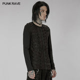 Goth-Strick-Langarm-T-Shirt mit Aufdruck