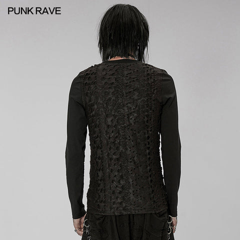 Goth-Strick-Langarm-T-Shirt mit Aufdruck