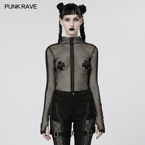 Punk Sexy elastisches Mesh-T-Shirt