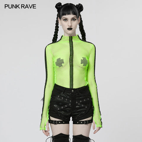 Punk Sexy elastisches Mesh-T-Shirt