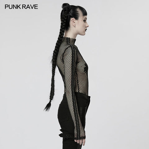 Punk Sexy elastisches Mesh-T-Shirt