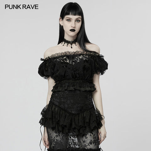 Gothic Sexy Beflockung Mesh T-Shirt