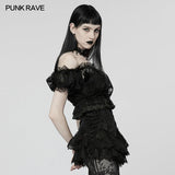 Gothic Sexy Beflockung Mesh T-Shirt