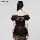 Gothic Sexy Beflockung Mesh T-Shirt