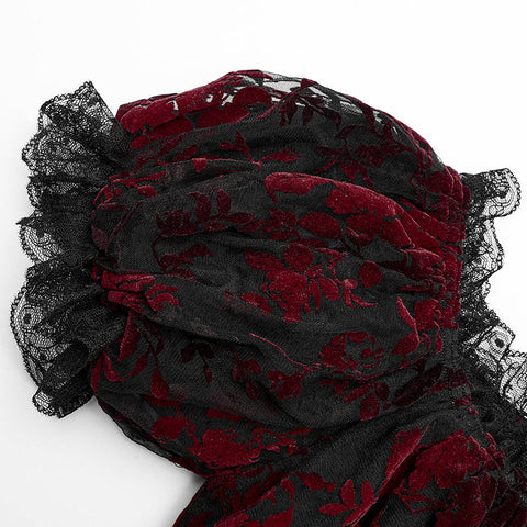 Gothic Sexy Beflockung Mesh T-Shirt