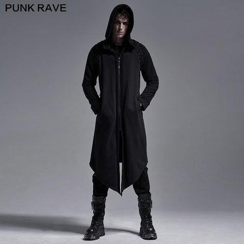 Mittellanger Punk-Hoodie-Mantel