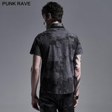 Punk abstrakt gestreift bedrucktes Kurzarmhemd