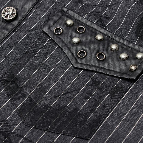 Punk abstrakt gestreift bedrucktes Kurzarmhemd