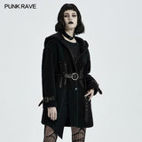 Gothic Daily Wear Fleece-Mantel mit Kapuze