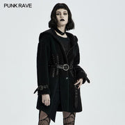 Gothic Daily Wear Fleece-Mantel mit Kapuze