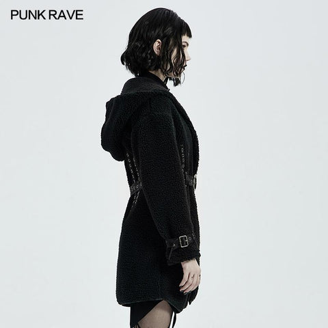 Gothic Daily Wear Fleece-Mantel mit Kapuze