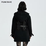 Gothic Daily Wear Fleece-Mantel mit Kapuze