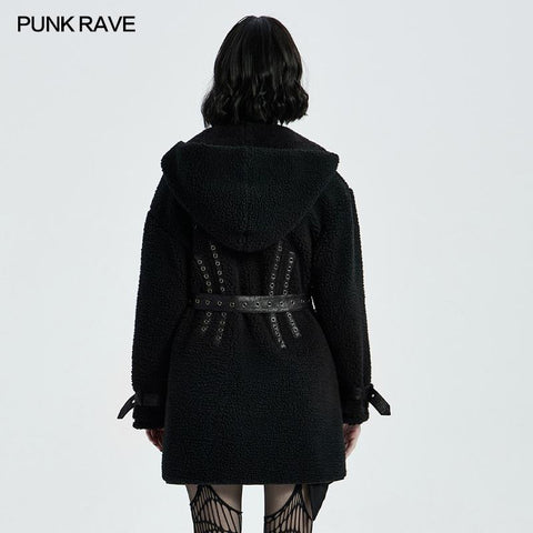 Gothic Daily Wear Fleece-Mantel mit Kapuze