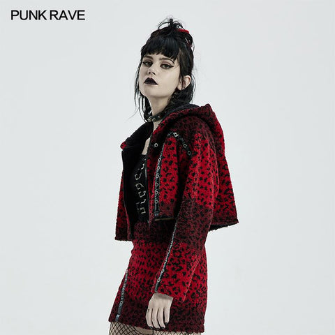 Punk-Kurzmantel mit Leopardenmuster