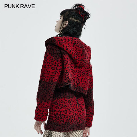 Punk-Kurzmantel mit Leopardenmuster