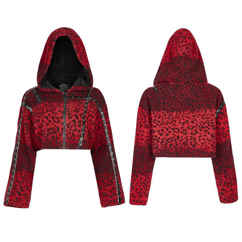 Punk-Kurzmantel mit Leopardenmuster