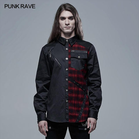 Punk kariertes gespleißtes Hemd