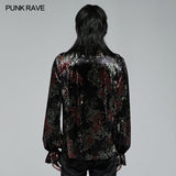 Goth Bedrucktes Langarm-T-Shirt aus Samt
