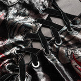 Goth Bedrucktes Langarm-T-Shirt aus Samt