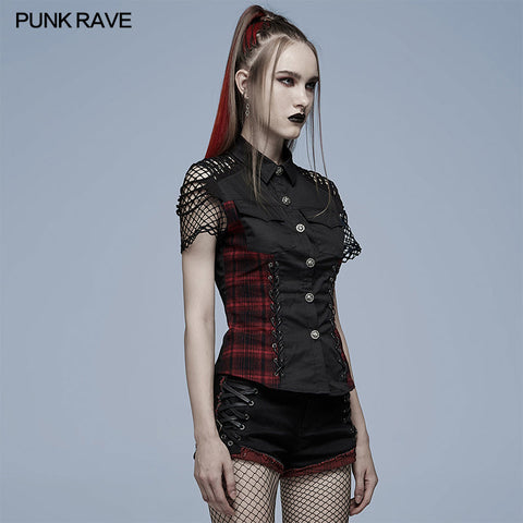 Personalisiertes rotes kariertes Punkhemd