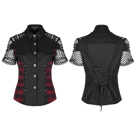 Personalisiertes rotes kariertes Punkhemd