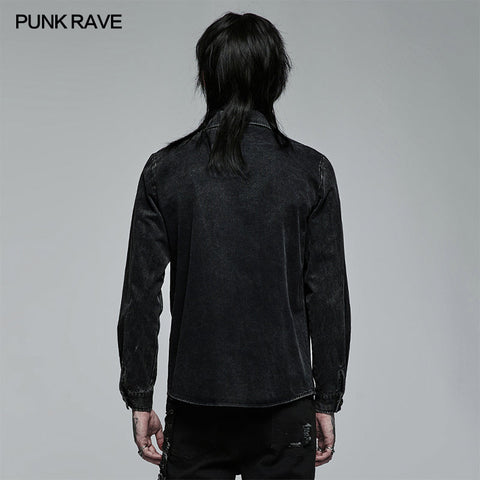 Hemd mit Punk-Skelett-Stickerei